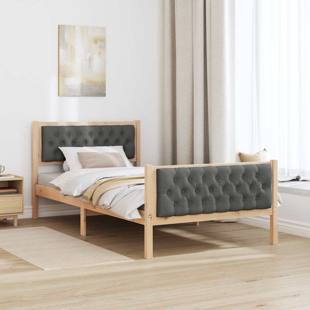 vidaXL Ramka łóżka Ciemnoszary 100 x 200 cm Lite drewno sosnowe