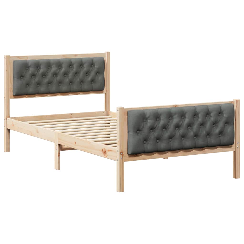 vidaXL Ramka łóżka Ciemnoszary 100 x 200 cm Lite drewno sosnowe