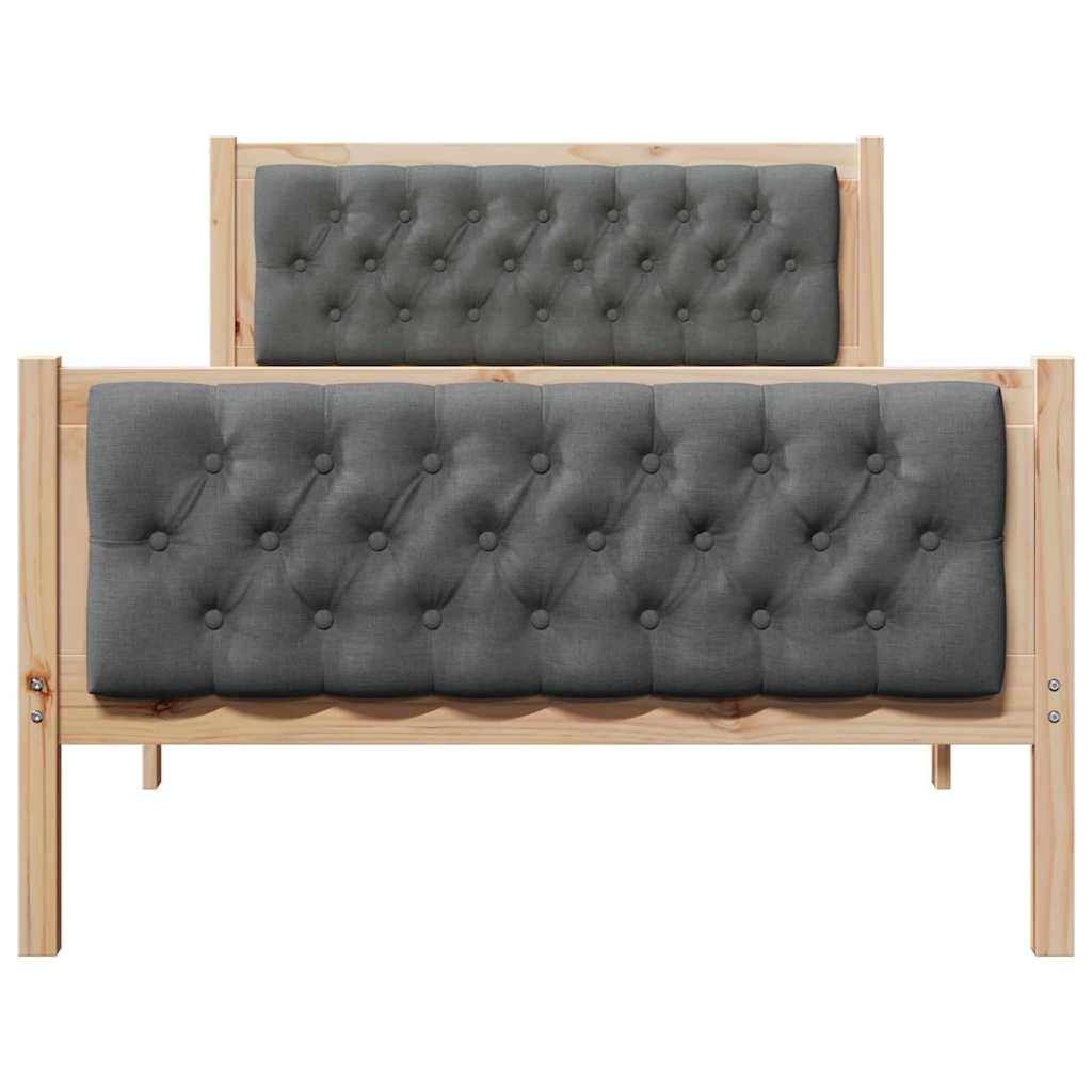 vidaXL Ramka łóżka Ciemnoszary 100 x 200 cm Lite drewno sosnowe