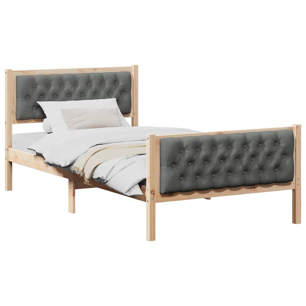 vidaXL Ramka łóżka Ciemnoszary 100 x 200 cm Lite drewno sosnowe