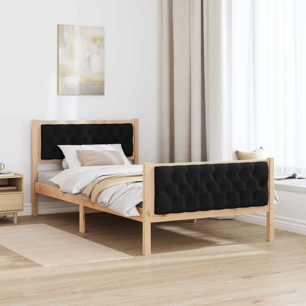 vidaXL Ramka łóżka Czarny 100 x 200 cm Lite drewno sosnowe