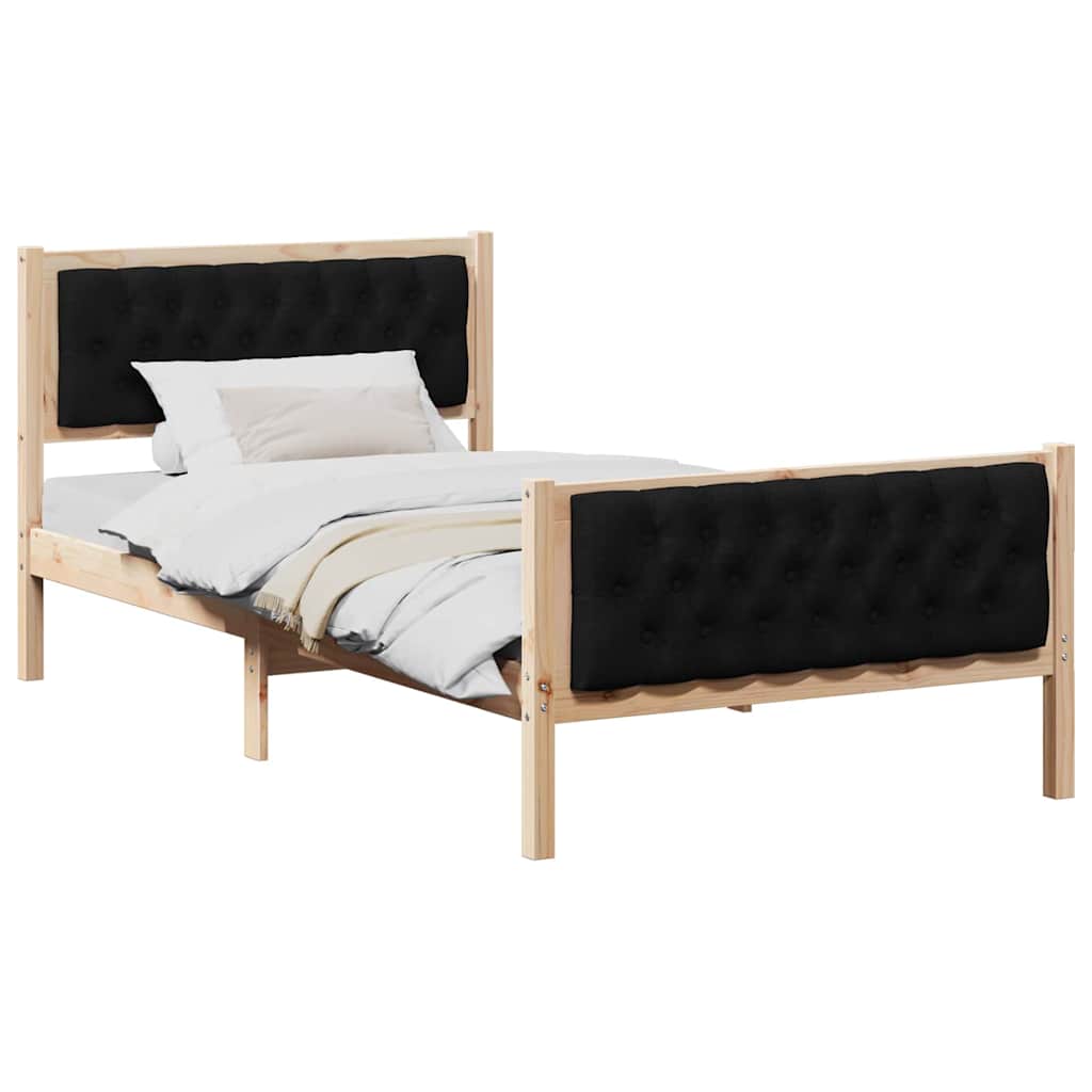 vidaXL Ramka łóżka Czarny 100 x 200 cm Lite drewno sosnowe