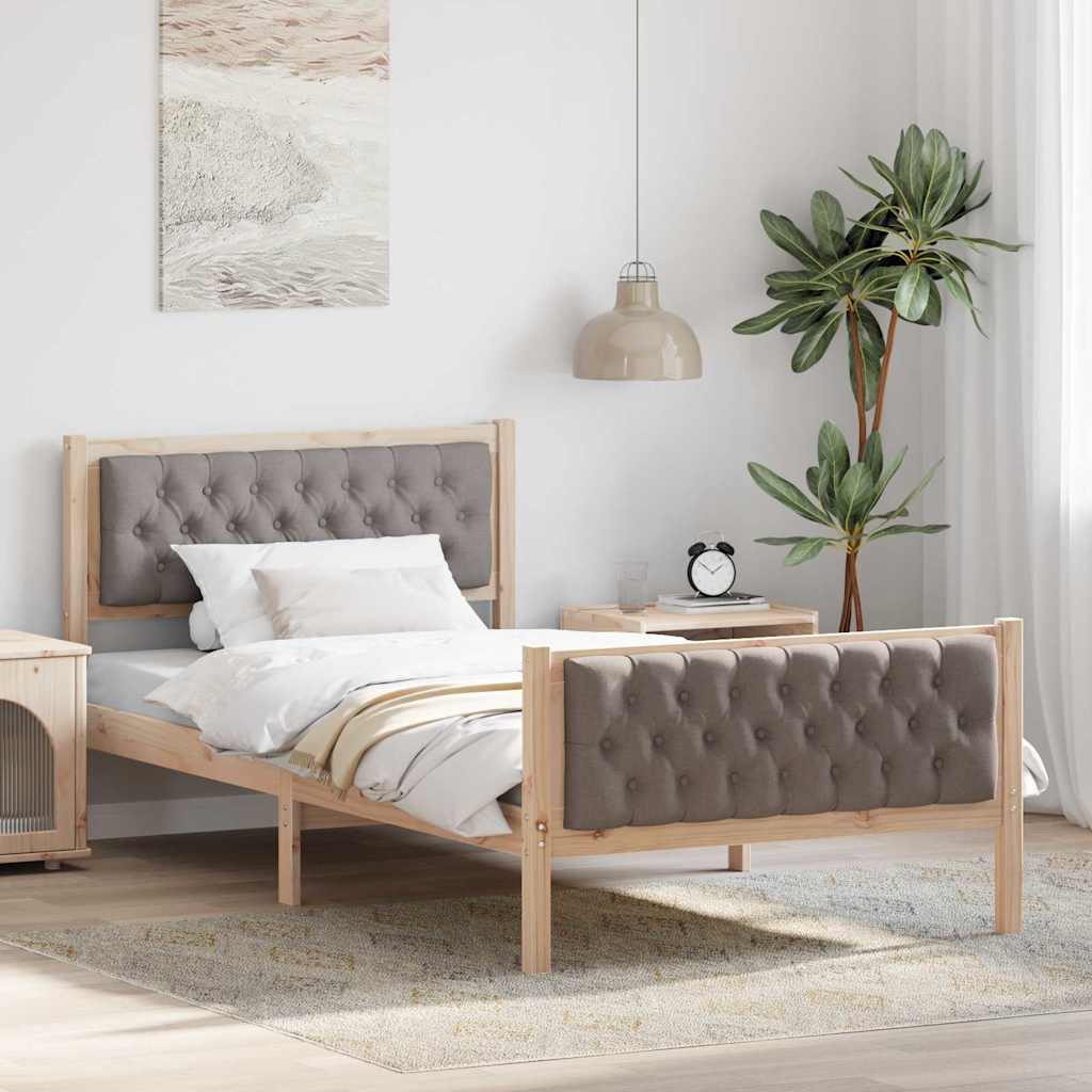 vidaXL Ramka łóżka Ciemnoszary 100 x 200 cm Lite drewno sosnowe
