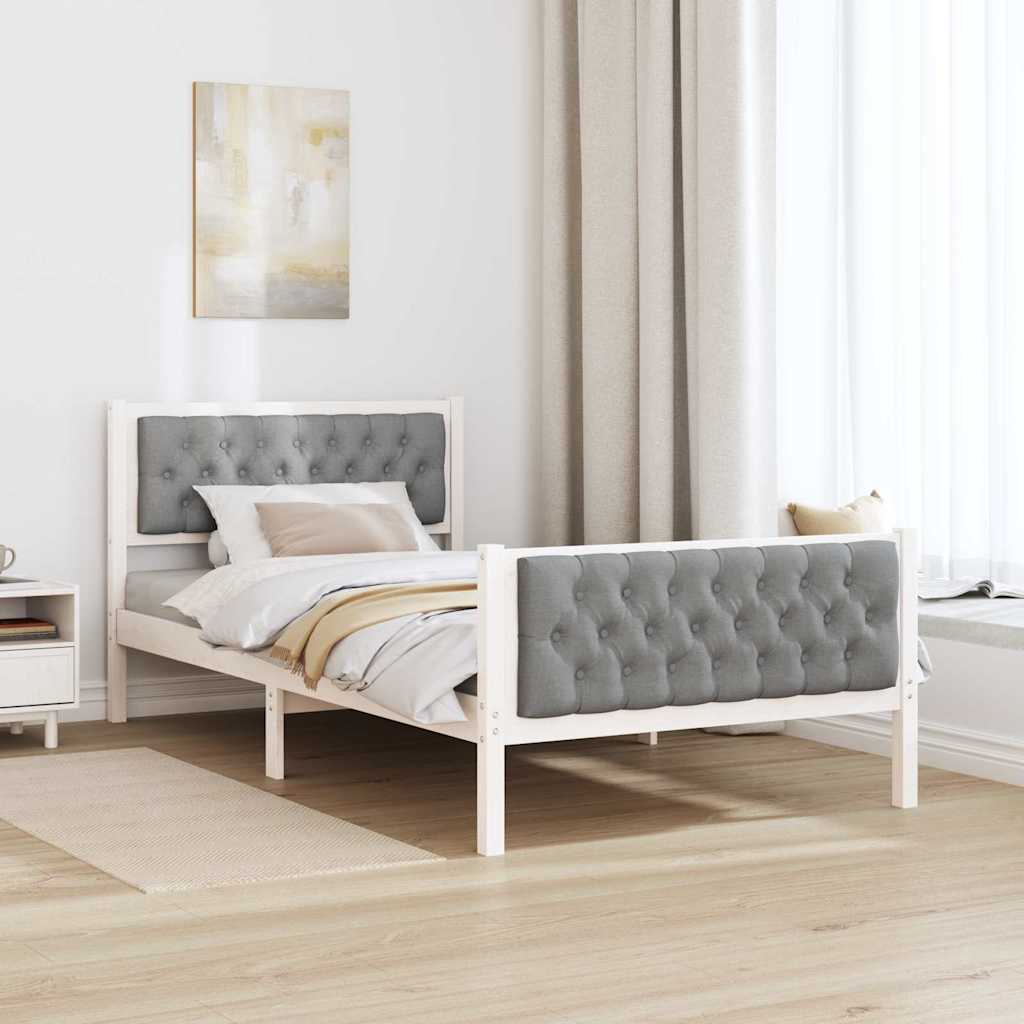 vidaXL Ramka łóżka Jasnoszary 100 x 200 cm Lite drewno sosnowe