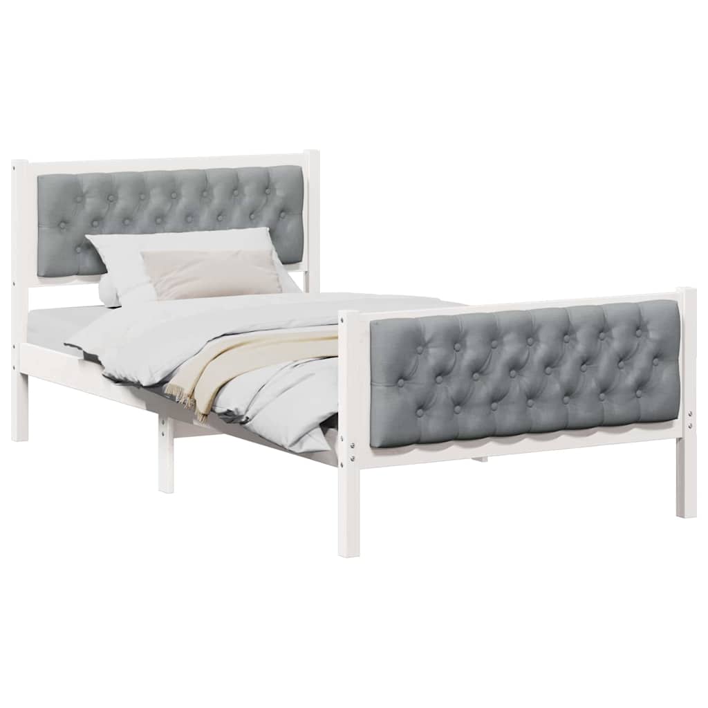 vidaXL Ramka łóżka Jasnoszary 100 x 200 cm Lite drewno sosnowe