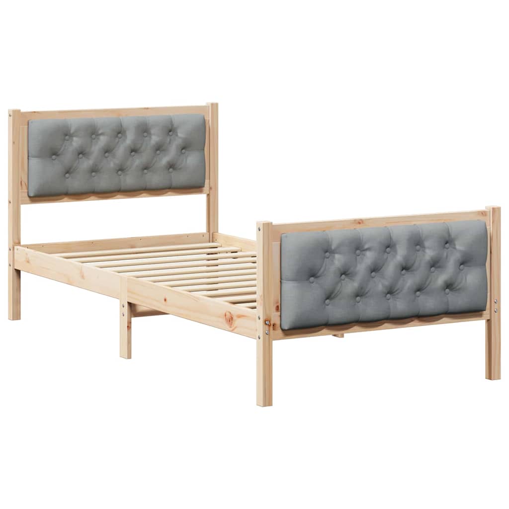 vidaXL Ramka łóżka Jasnoszary 90 x 200 cm Lite drewno sosnowe