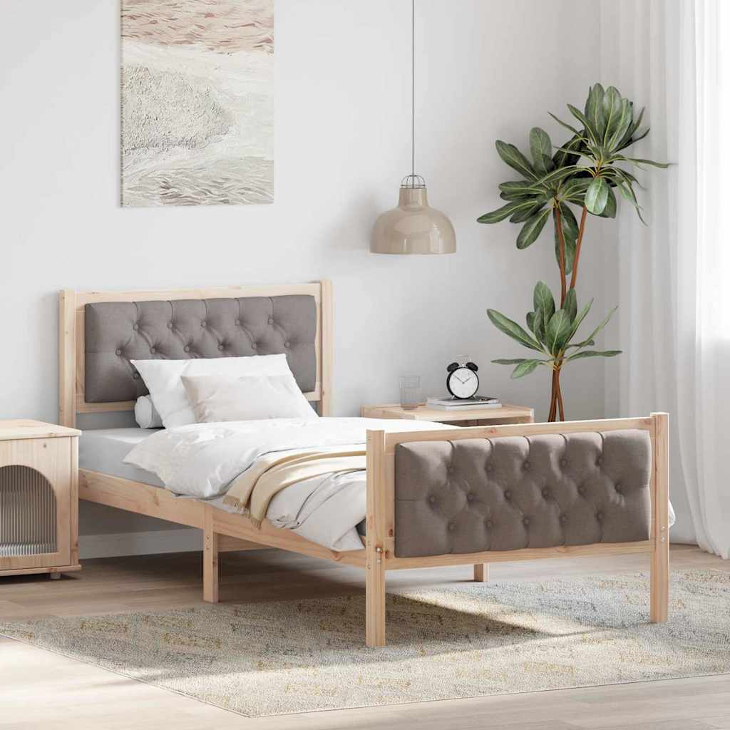 vidaXL Ramka łóżka Ciemnoszary 90 x 200 cm Lite drewno sosnowe