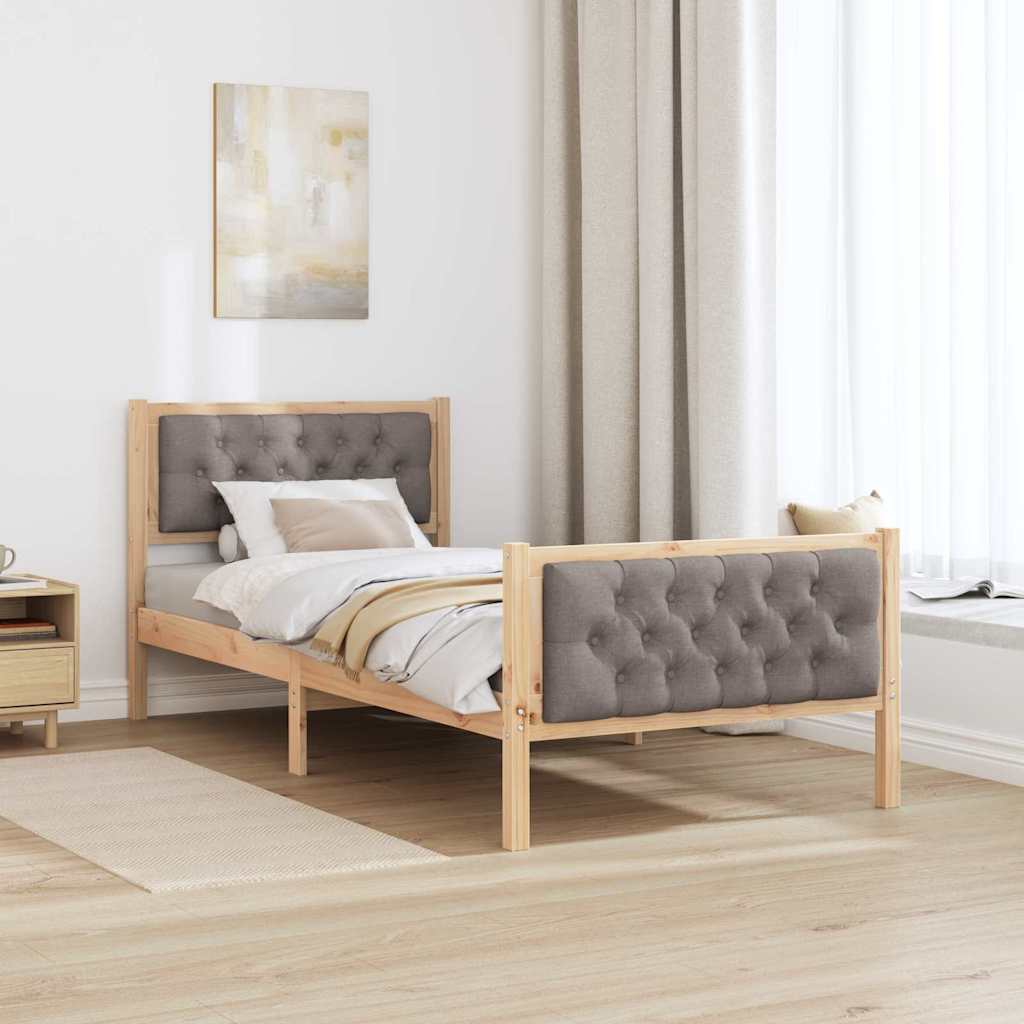 vidaXL Ramka łóżka Ciemnoszary 90 x 200 cm Lite drewno sosnowe
