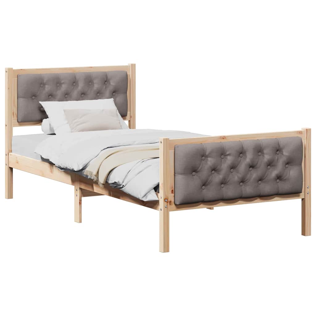 vidaXL Ramka łóżka Ciemnoszary 90 x 200 cm Lite drewno sosnowe