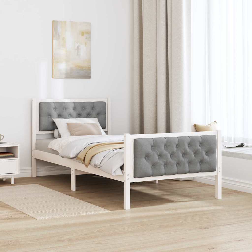 vidaXL Ramka łóżka Jasnoszary 90 x 200 cm Lite drewno sosnowe