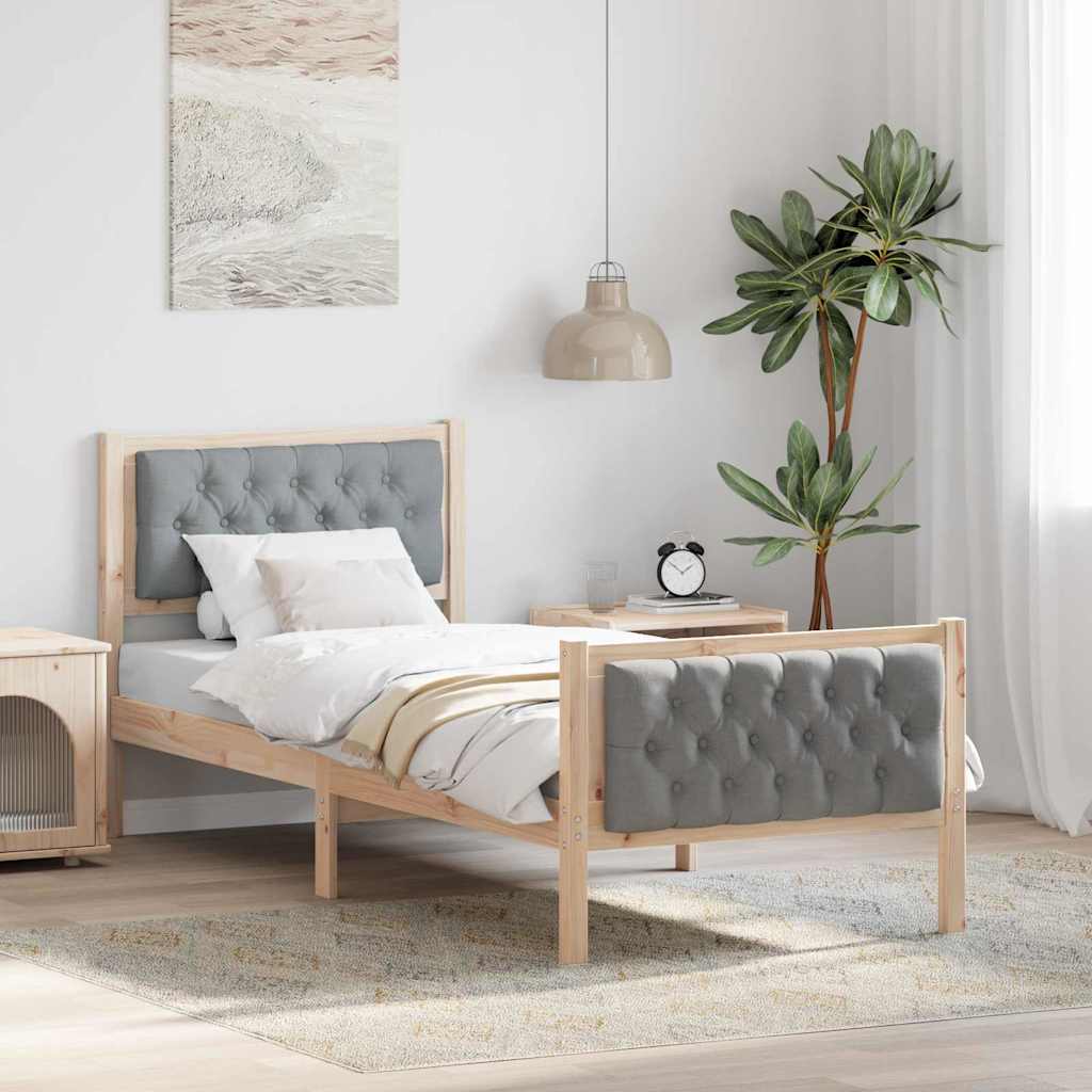 vidaXL Ramka łóżka Jasnoszary 80 x 200 cm Lite drewno sosnowe