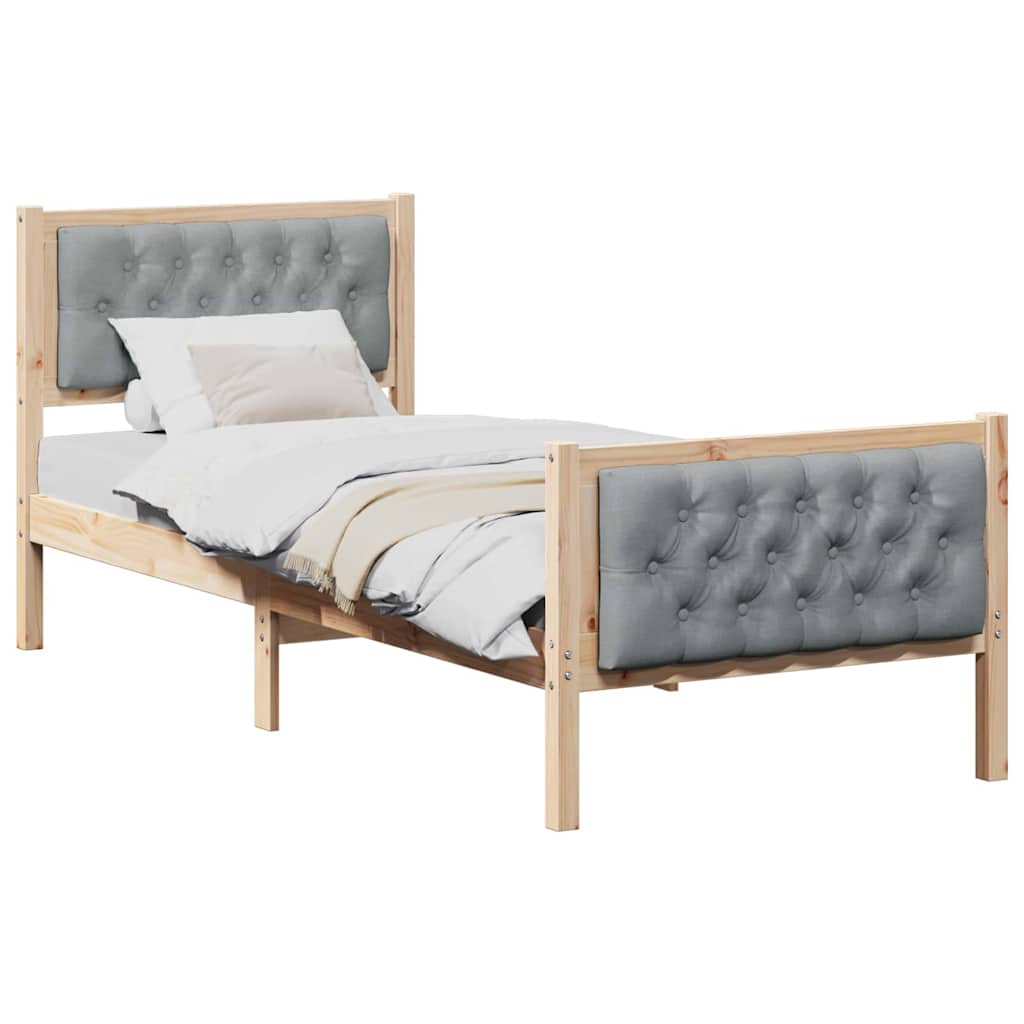 vidaXL Ramka łóżka Jasnoszary 80 x 200 cm Lite drewno sosnowe