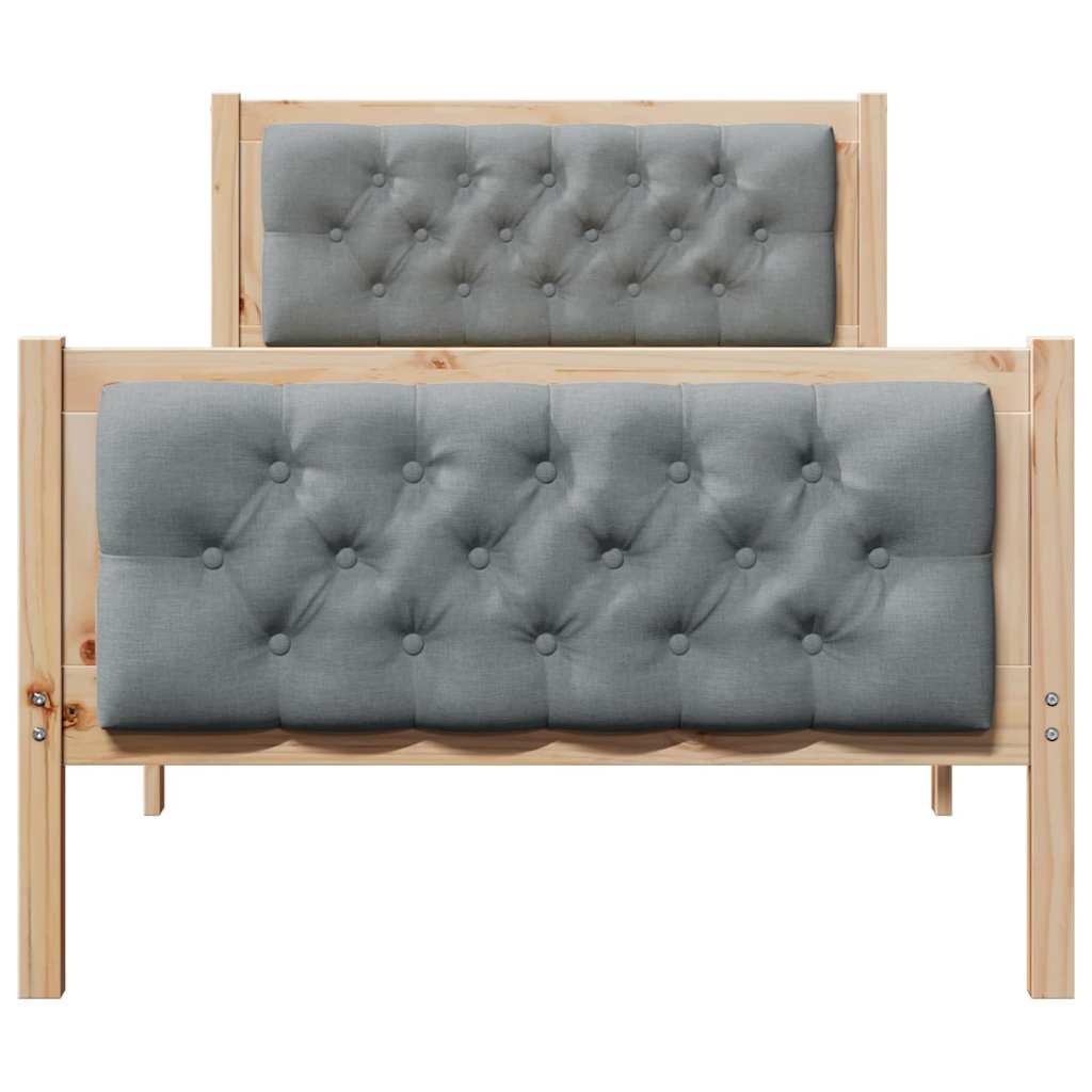 vidaXL Ramka łóżka Jasnoszary 90 x 190 cm Lite drewno sosnowe