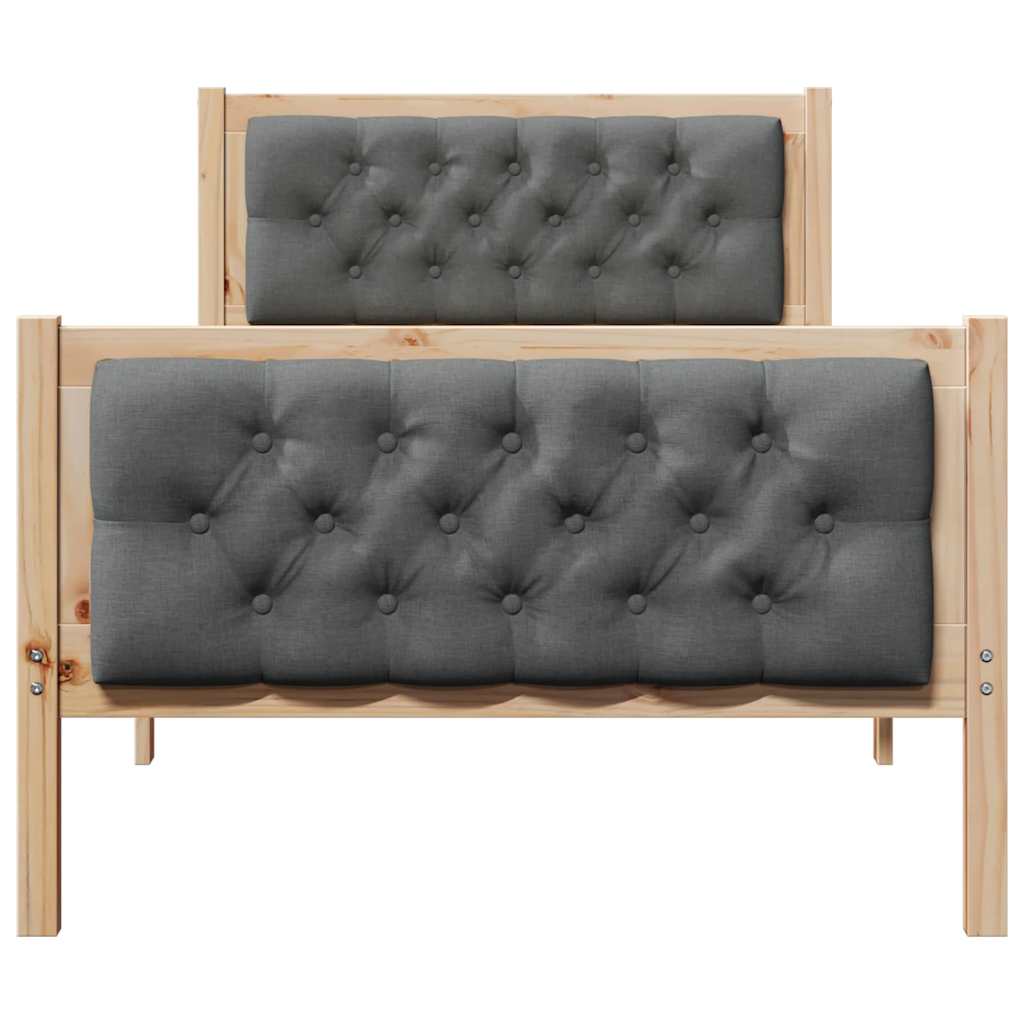 vidaXL Ramka łóżka Ciemnoszary 90 x 190 cm Lite drewno sosnowe