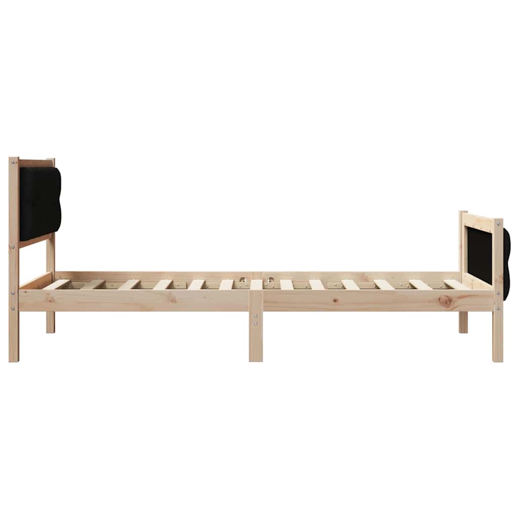 vidaXL Ramka łóżka Z zagłówkiem Czarny 90 x 190 cm Lite drewno sosnowe