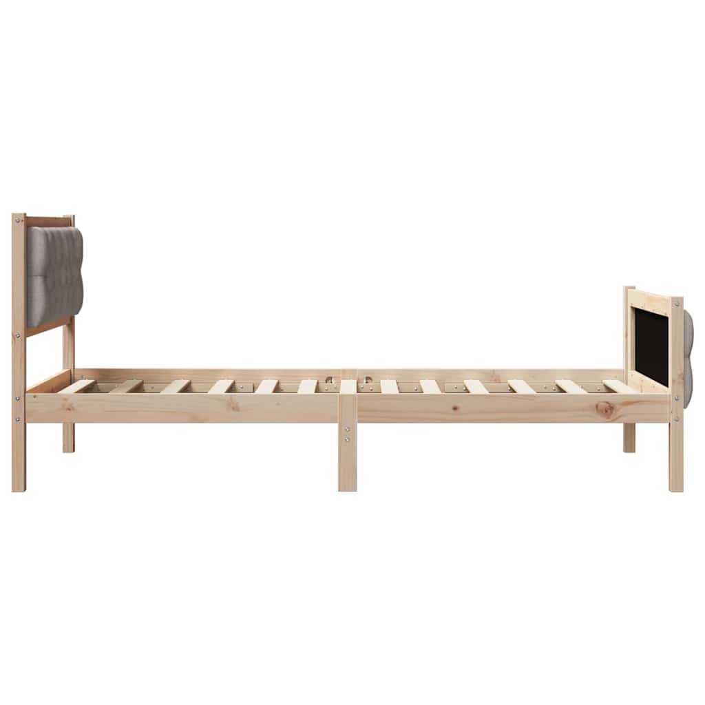 vidaXL Ramka łóżka Ciemnoszary 90 x 190 cm Lite drewno sosnowe
