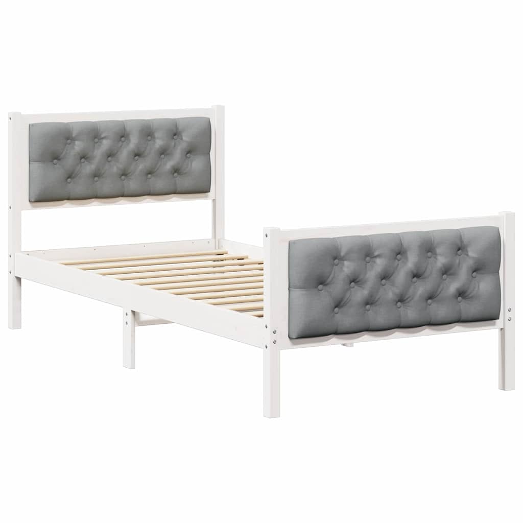 vidaXL Ramka łóżka Jasnoszary 90 x 190 cm Lite drewno sosnowe