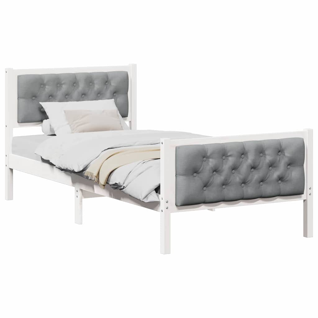 vidaXL Ramka łóżka Jasnoszary 90 x 190 cm Lite drewno sosnowe