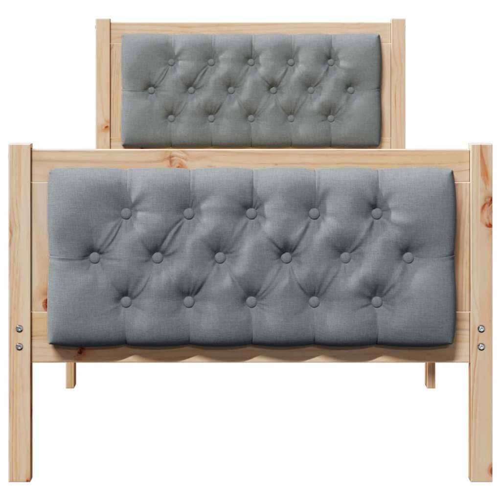vidaXL Ramka łóżka Jasnoszary 75 x 190 cm Lite drewno sosnowe