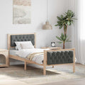 vidaXL Ramka łóżka Ciemnoszary 75 x 190 cm Lite drewno sosnowe