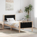 vidaXL Ramka łóżka Z zagłówkiem Czarny 75 x 190 cm Lite drewno sosnowe