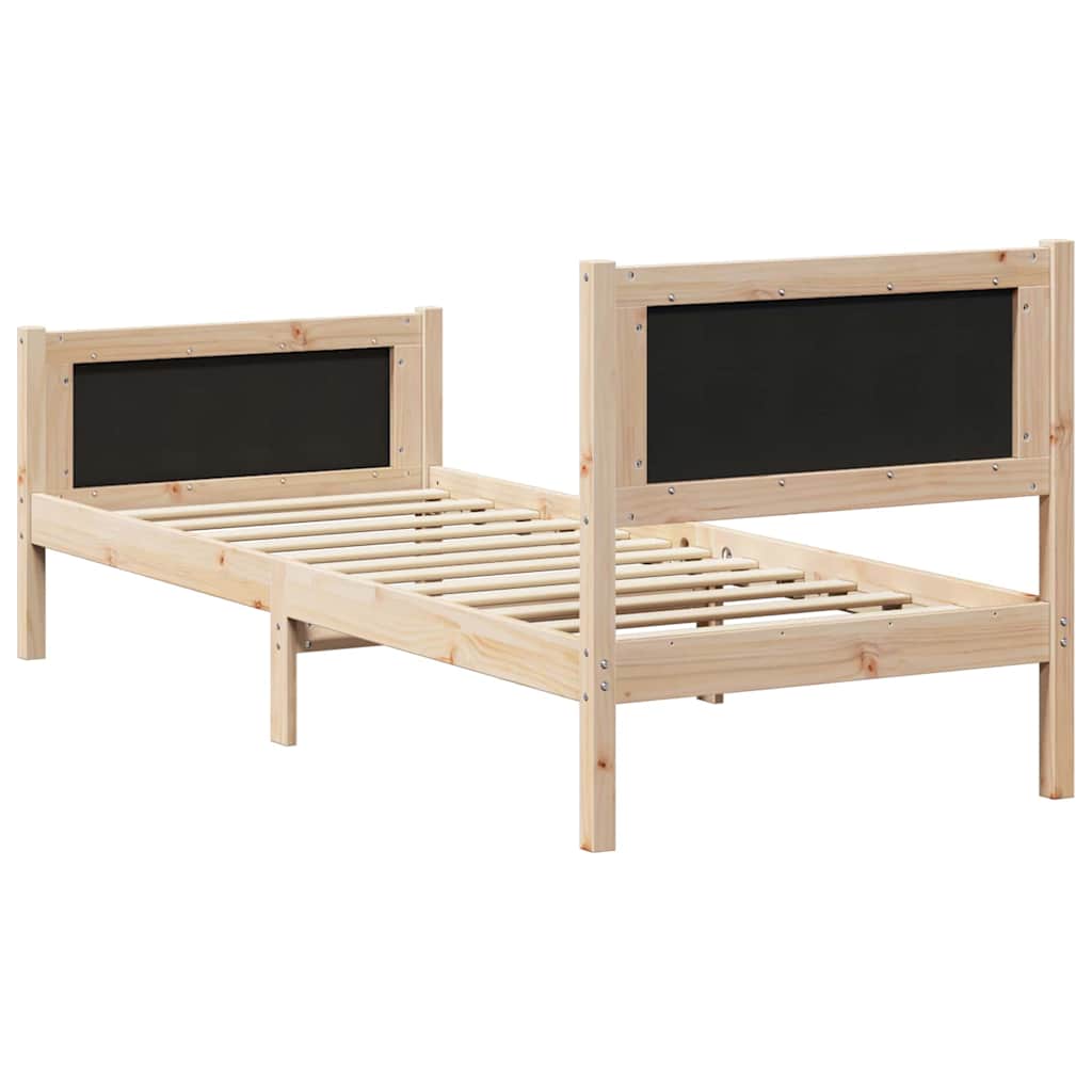 vidaXL Ramka łóżka Z zagłówkiem Czarny 75 x 190 cm Lite drewno sosnowe