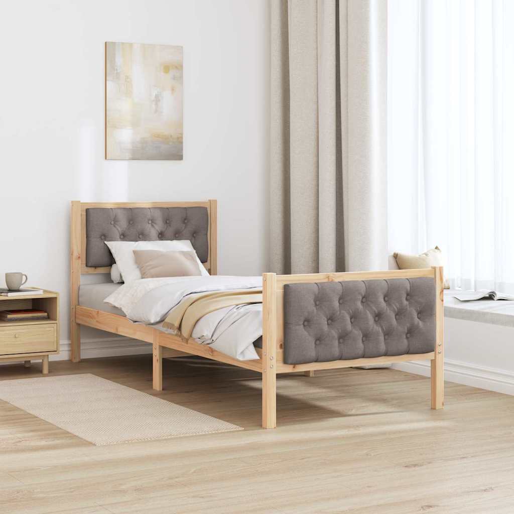 vidaXL Ramka łóżka Ciemnoszary 75 x 190 cm Lite drewno sosnowe