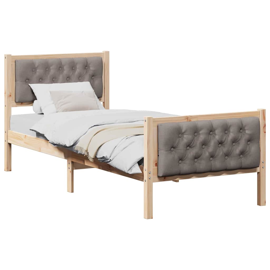 vidaXL Ramka łóżka Ciemnoszary 75 x 190 cm Lite drewno sosnowe