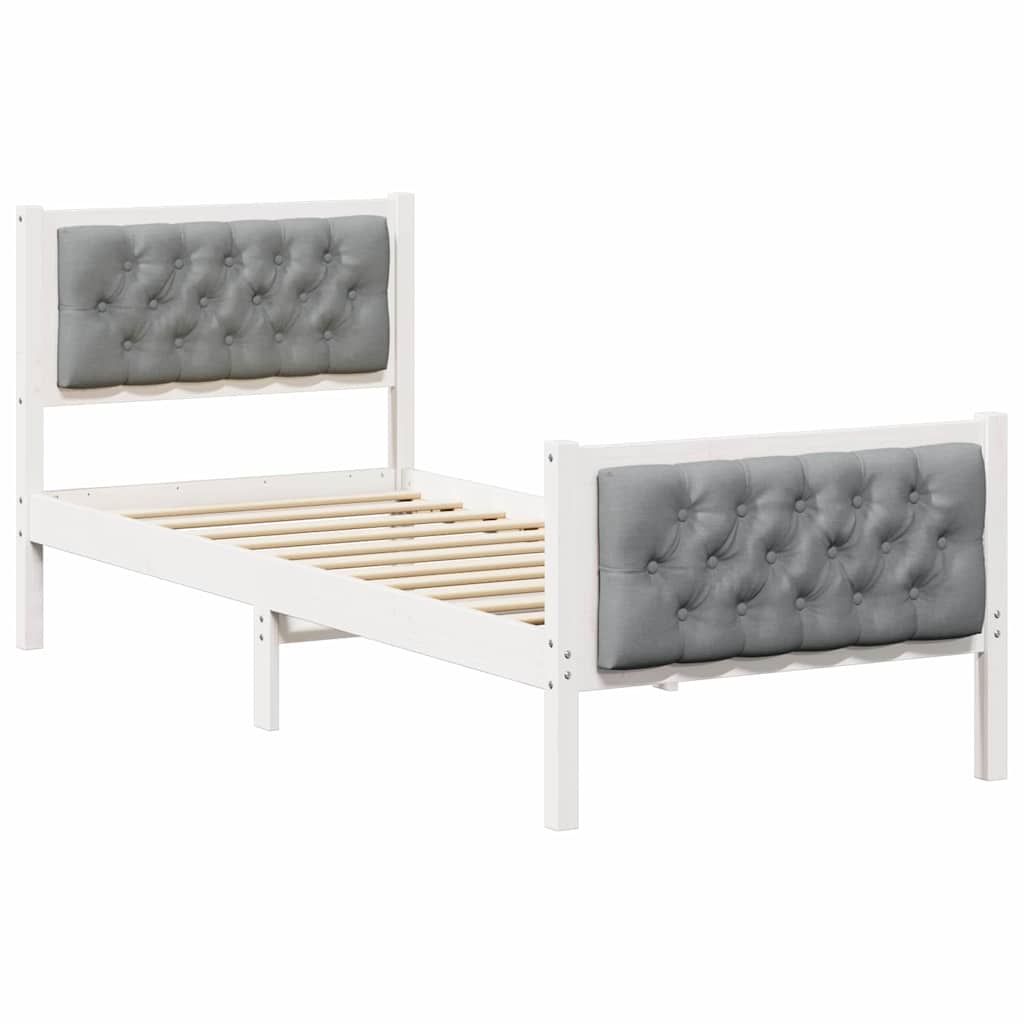 vidaXL Ramka łóżka Jasnoszary 75 x 190 cm Lite drewno sosnowe