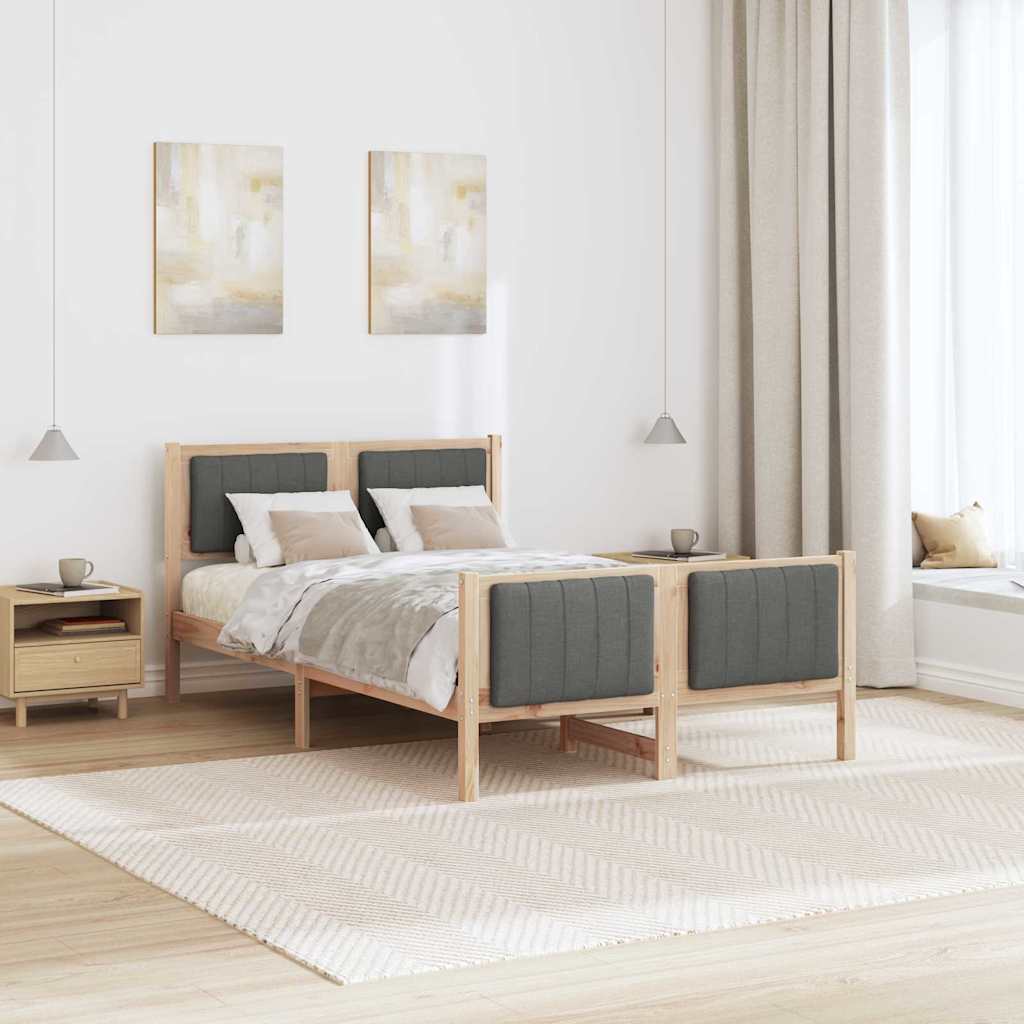 vidaXL Rama łóżka Z zagłówkiem brązowy i ciemnoszary 120 x 200 cm
