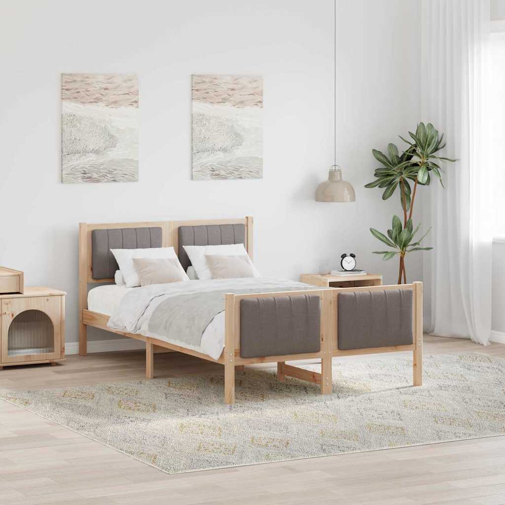 vidaXL Rama łóżka Brązowy i taupe 120 x 200 cm Lite drewno sosnowe
