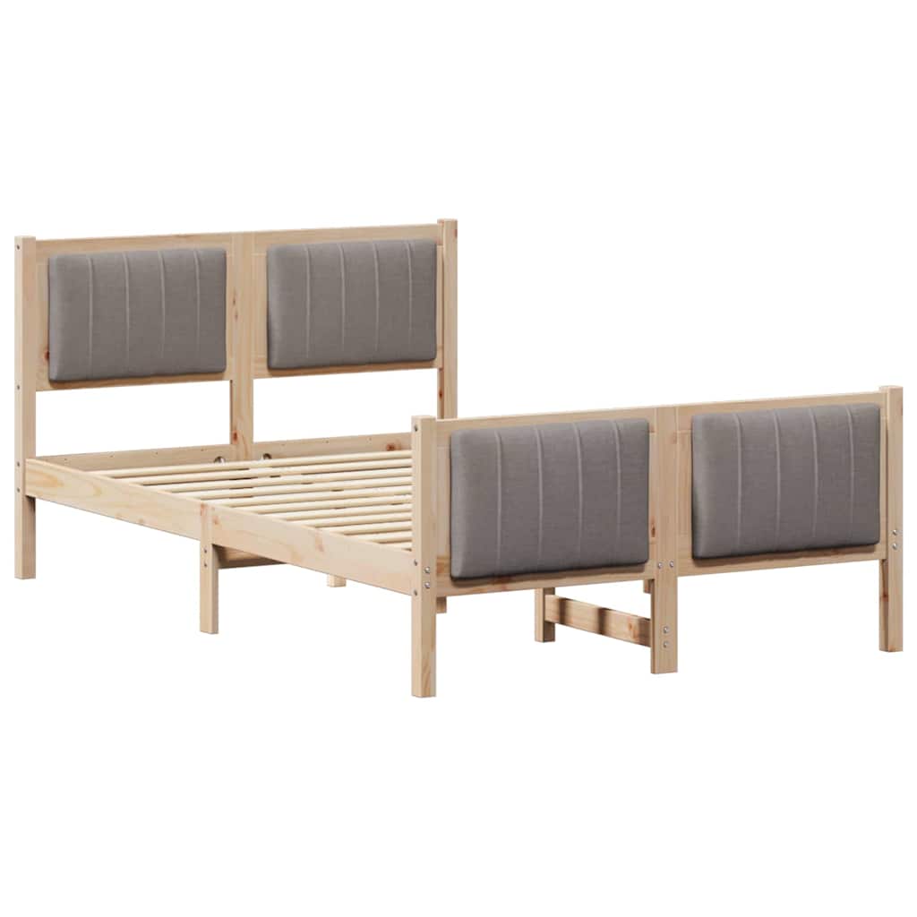vidaXL Rama łóżka Brązowy i taupe 120 x 200 cm Lite drewno sosnowe