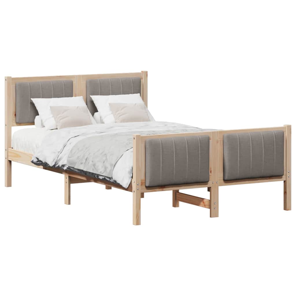 vidaXL Rama łóżka Brązowy i taupe 120 x 200 cm Lite drewno sosnowe