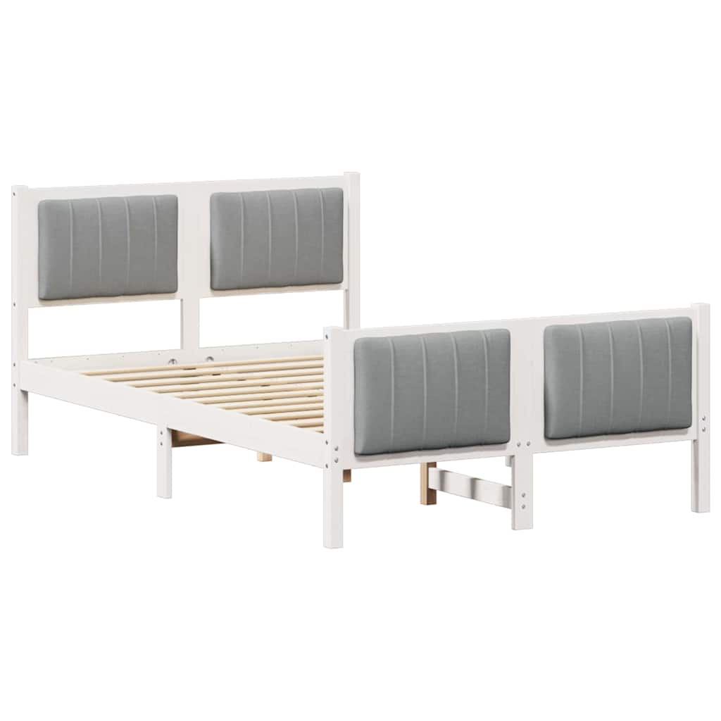 vidaXL Rama łóżka Biały i jasnoszary 120 x 200 cm Lite drewno sosnowe
