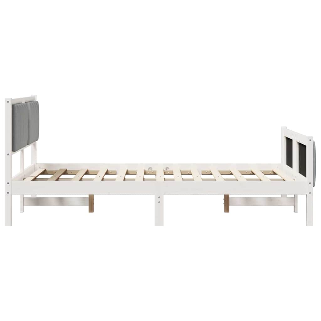 vidaXL Rama łóżka Biały i jasnoszary 120 x 200 cm Lite drewno sosnowe