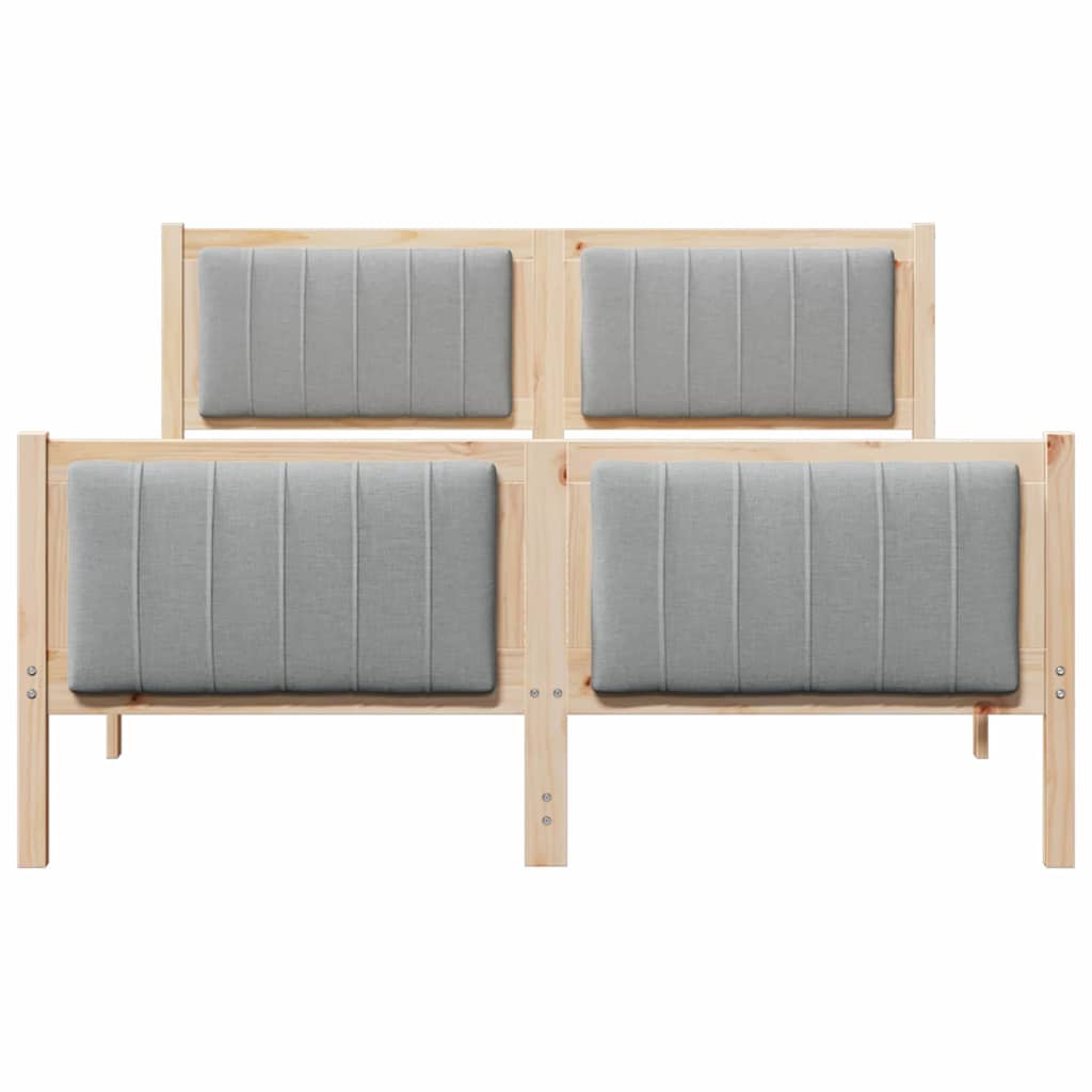vidaXL Rama łóżka Z zagłówkiem Brązowy i jasnoszary 135 x 190 cm