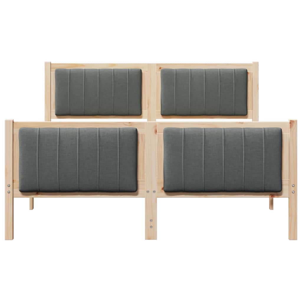 vidaXL Rama łóżka Z zagłówkiem brązowy i ciemnoszary 135 x 190 cm