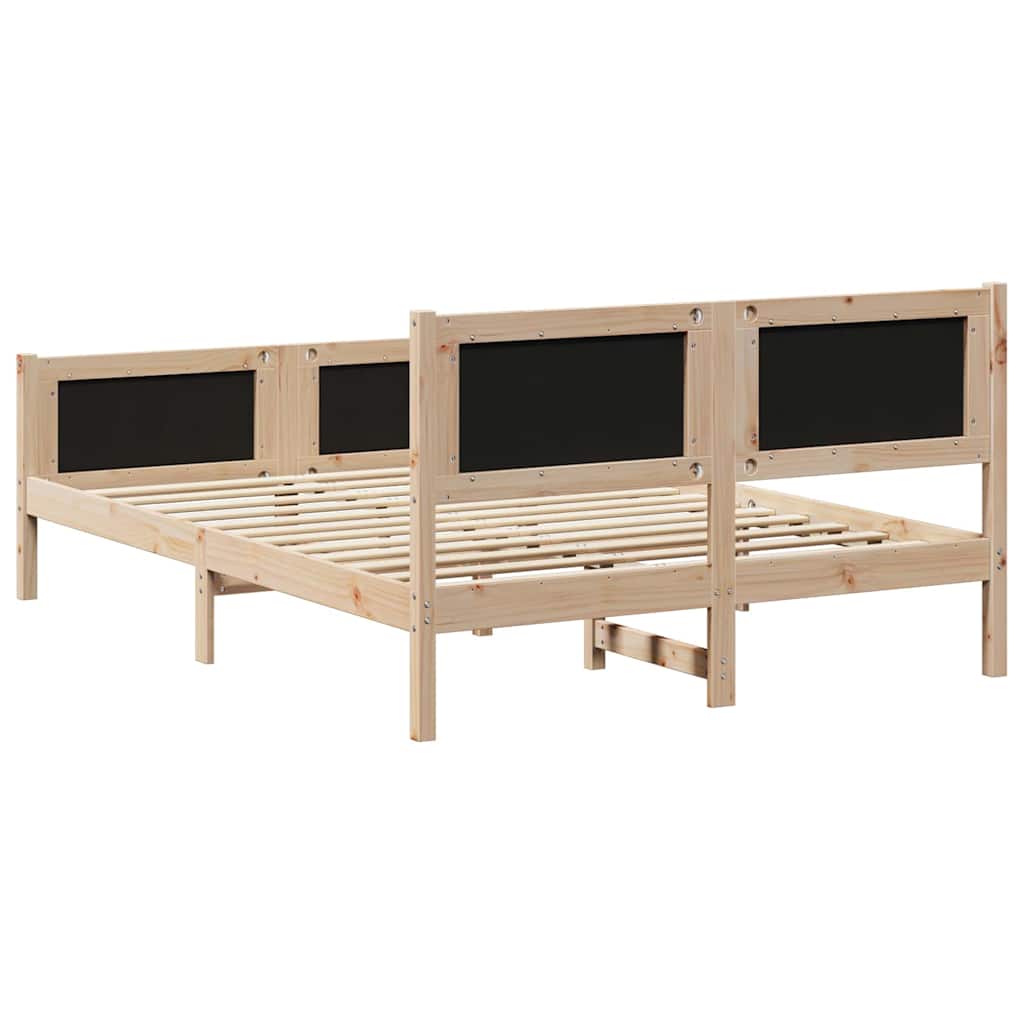 vidaXL Rama łóżka brązowo-czarny 135 x 190 cm Lite drewno sosnowe