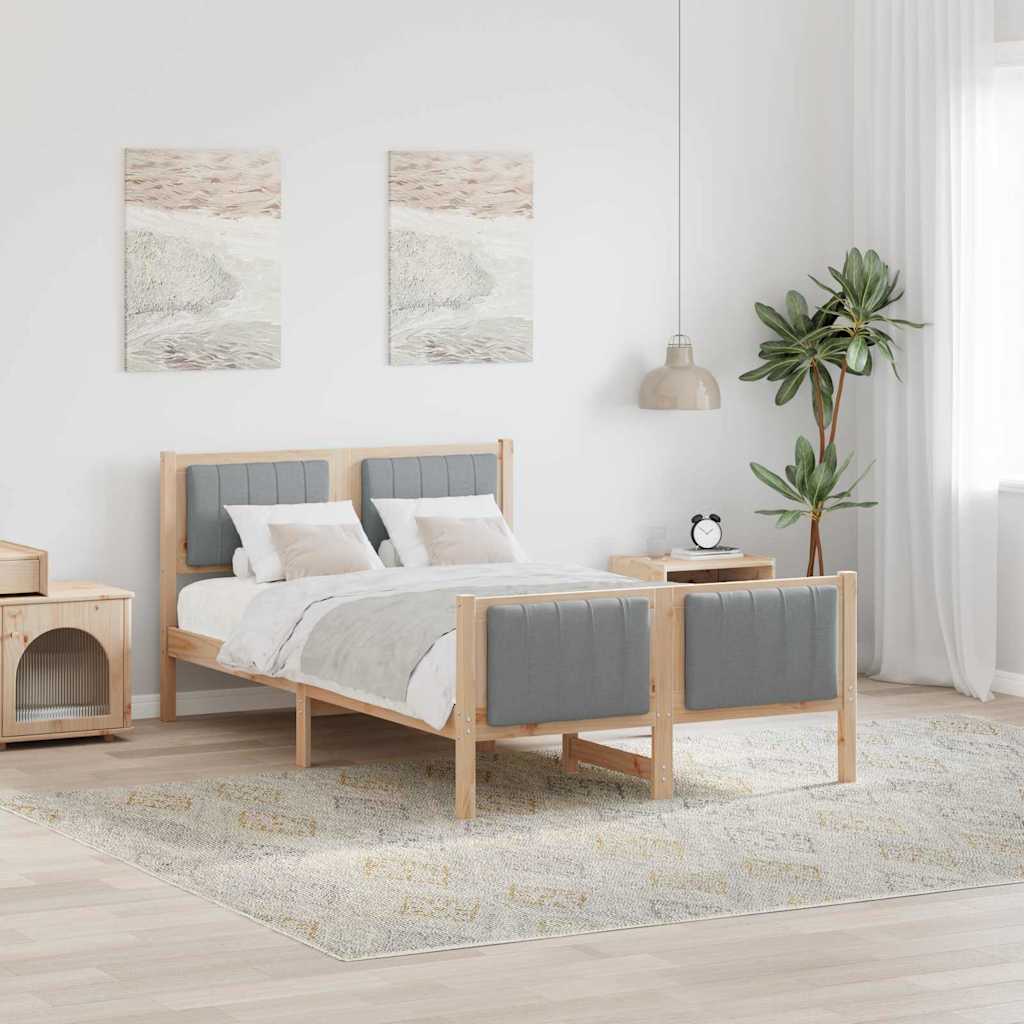 vidaXL Rama łóżka Z zagłówkiem Brązowy i jasnoszary 120 x 190 cm