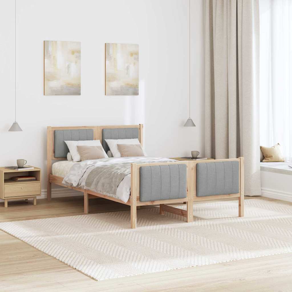 vidaXL Rama łóżka Z zagłówkiem Brązowy i jasnoszary 120 x 190 cm