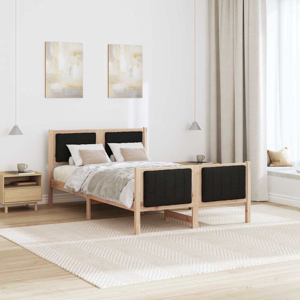 vidaXL Rama łóżka brązowo-czarny 120 x 190 cm Lite drewno sosnowe