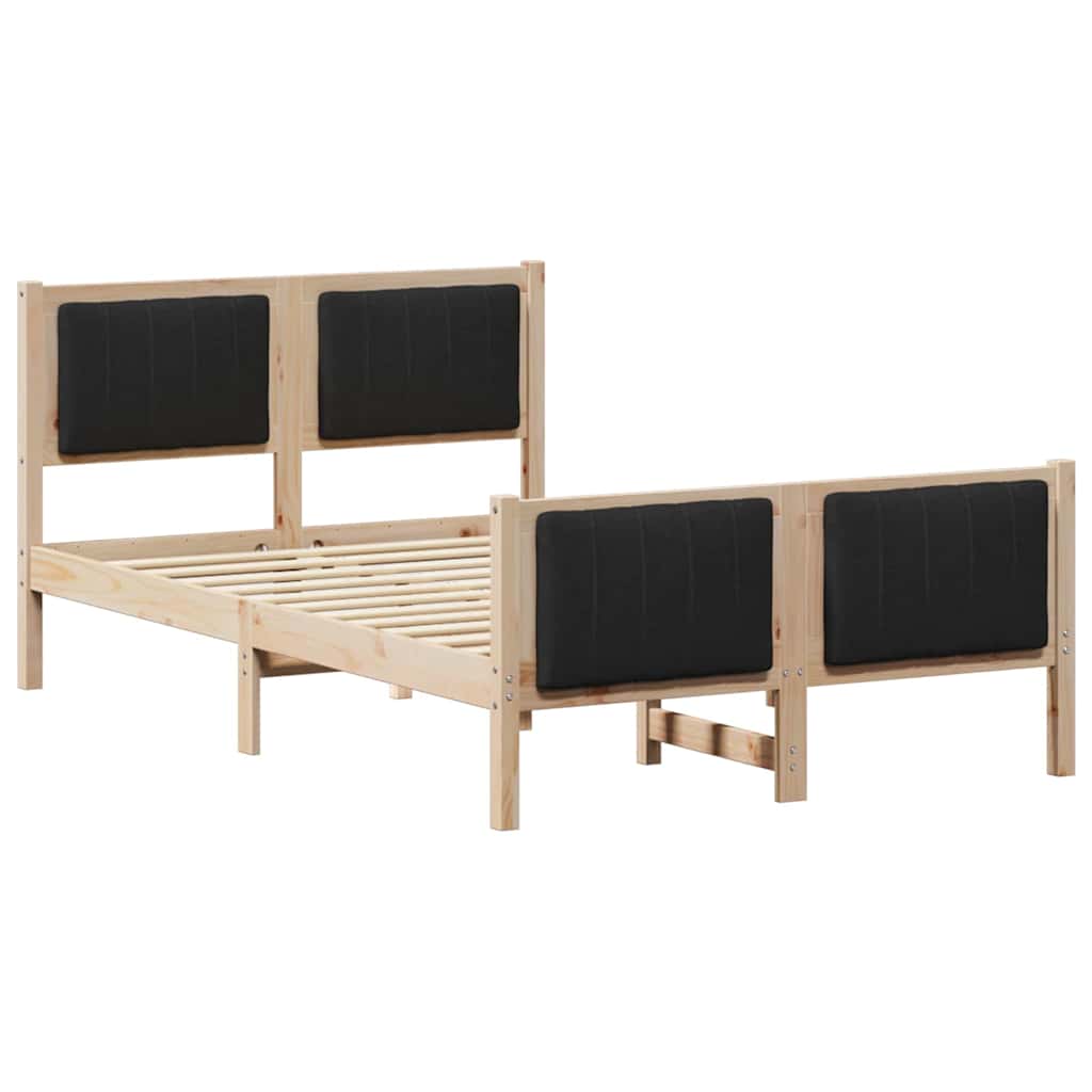vidaXL Rama łóżka brązowo-czarny 120 x 190 cm Lite drewno sosnowe
