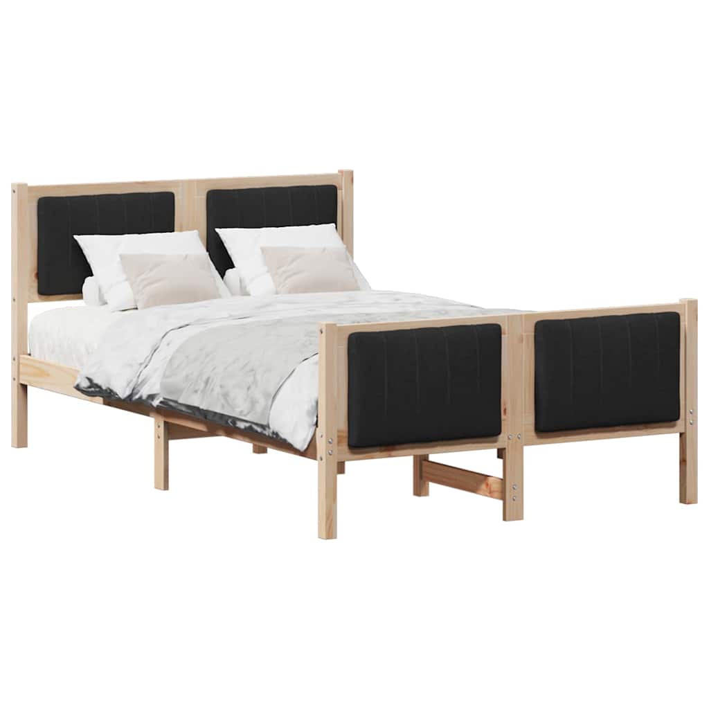 vidaXL Rama łóżka brązowo-czarny 120 x 190 cm Lite drewno sosnowe