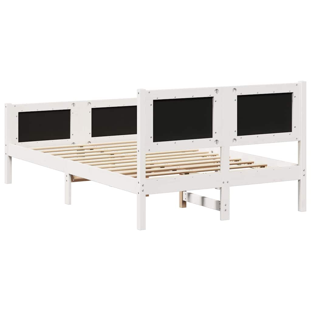 vidaXL Rama łóżka Biały i jasnoszary 120 x 190 cm Lite drewno sosnowe