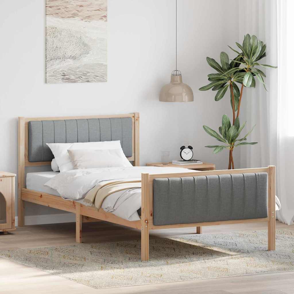 vidaXL Rama łóżka Z zagłówkiem Brązowy i jasnoszary 100 x 200 cm