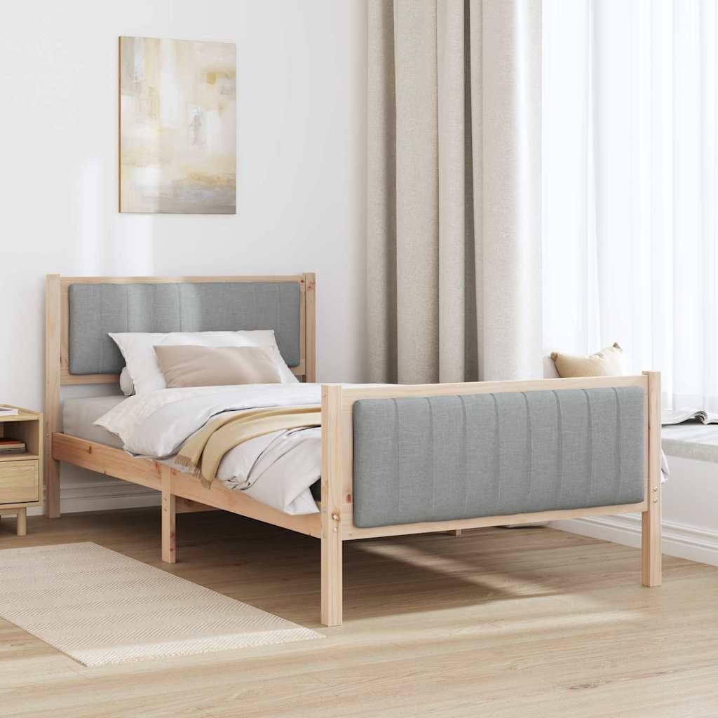 vidaXL Rama łóżka Z zagłówkiem Brązowy i jasnoszary 100 x 200 cm