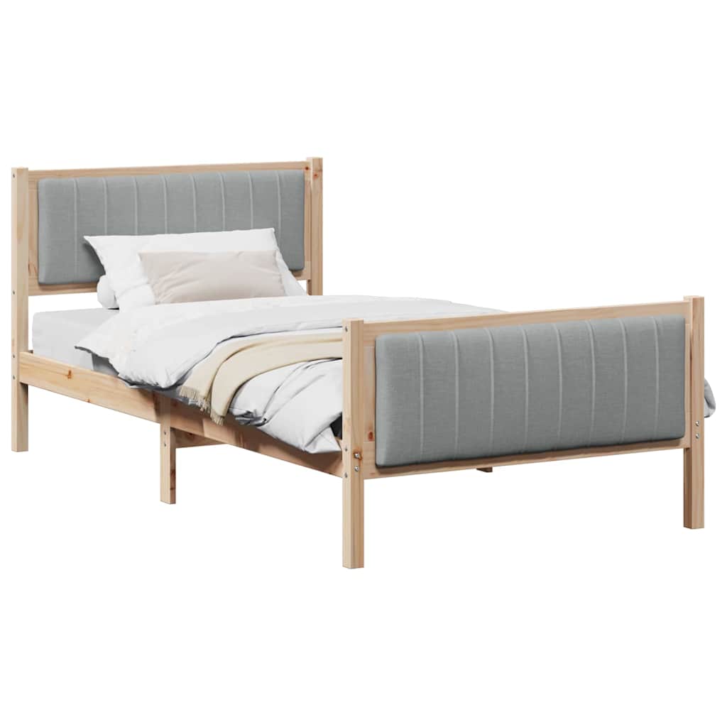 vidaXL Rama łóżka Z zagłówkiem Brązowy i jasnoszary 100 x 200 cm