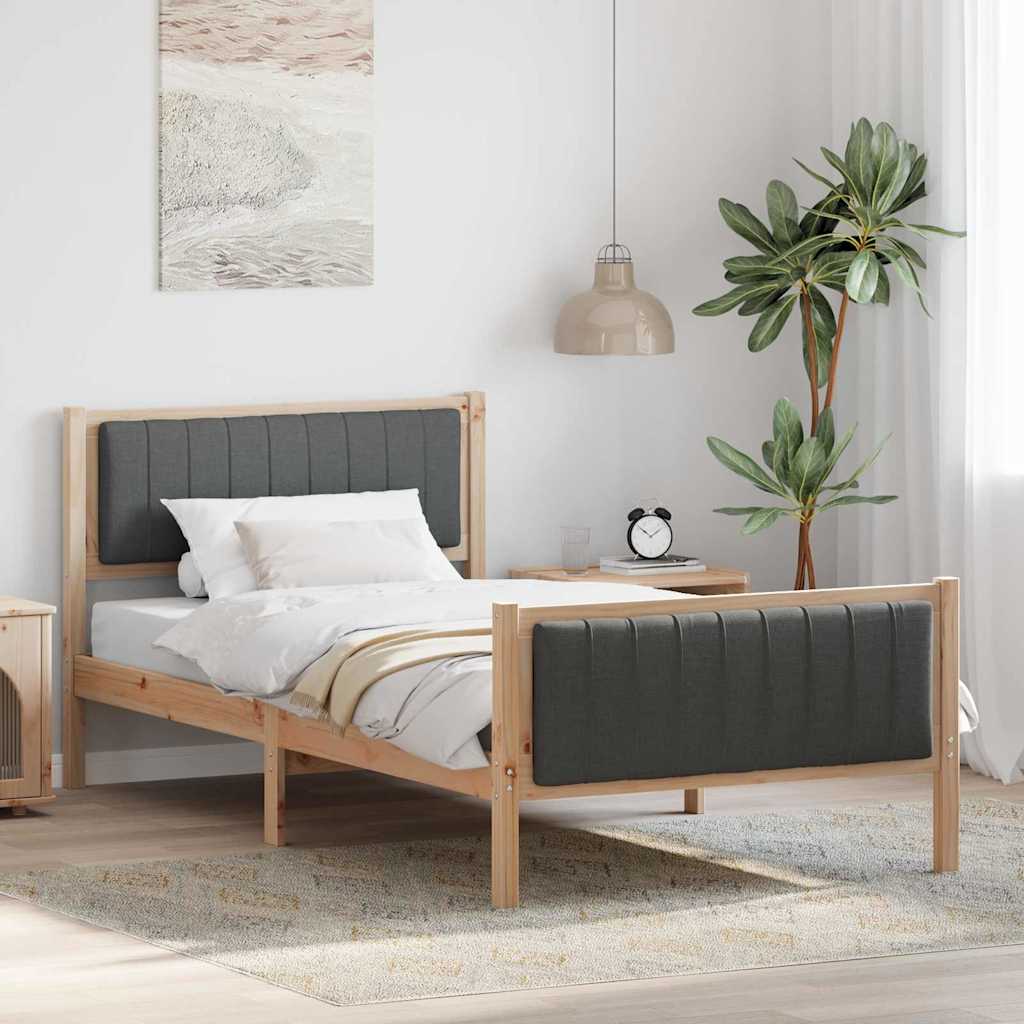 vidaXL Rama łóżka Z zagłówkiem brązowy i ciemnoszary 100 x 200 cm