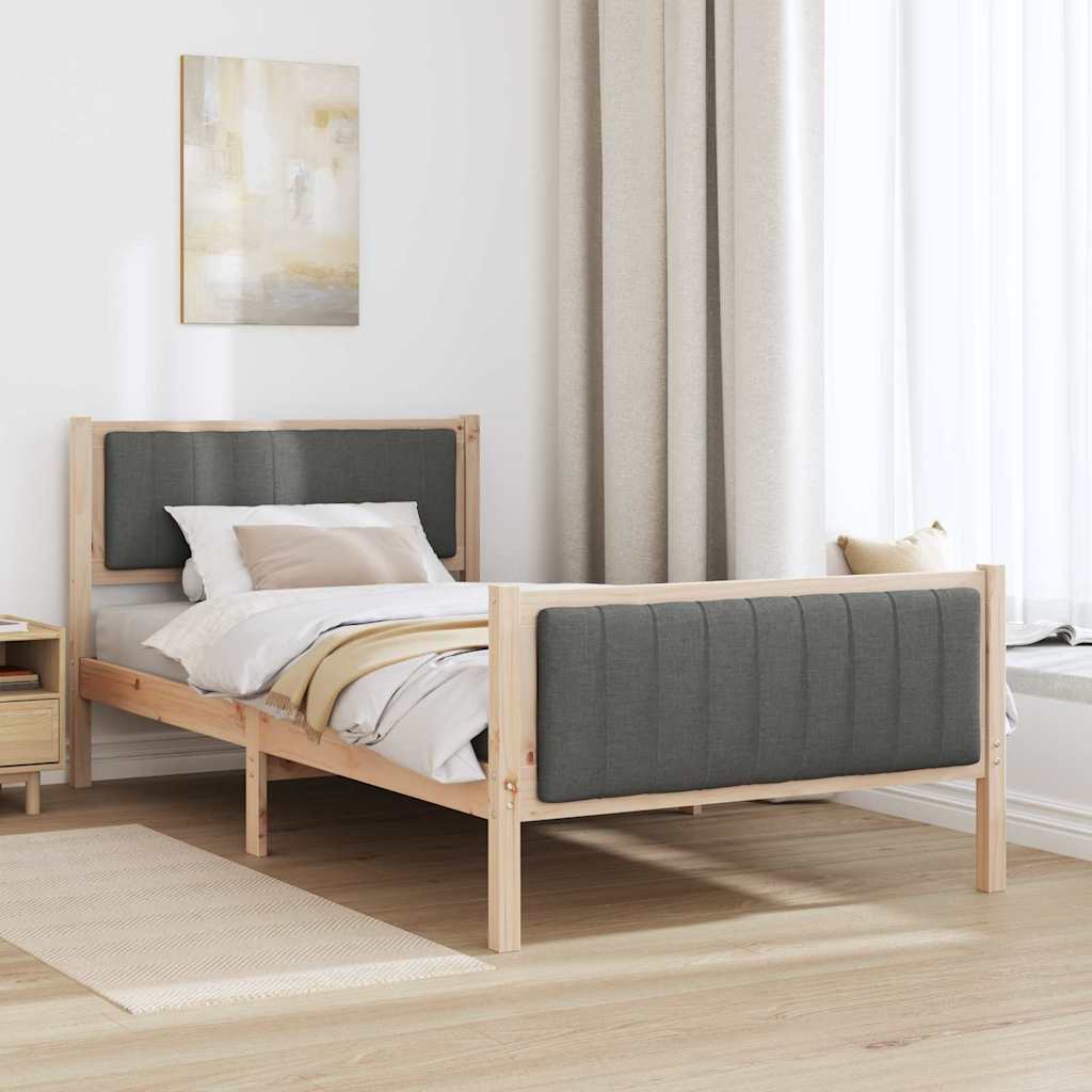 vidaXL Rama łóżka Z zagłówkiem brązowy i ciemnoszary 100 x 200 cm