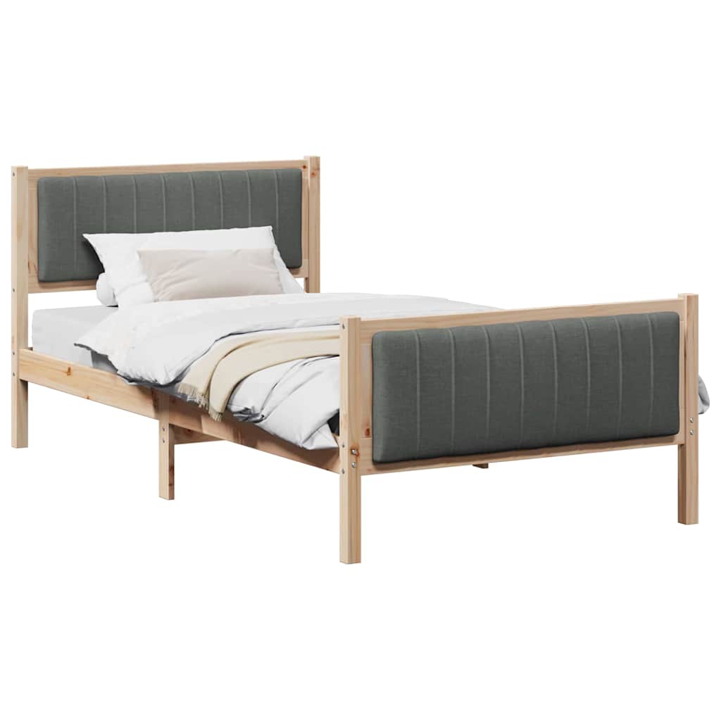 vidaXL Rama łóżka Z zagłówkiem brązowy i ciemnoszary 100 x 200 cm